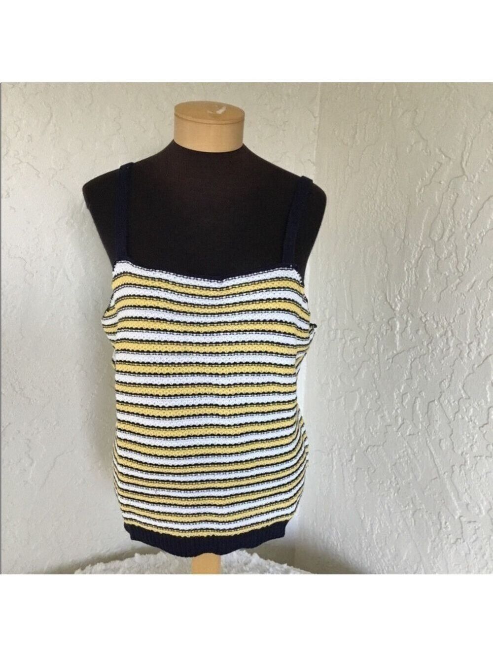 It’s Our Time sweater Tank top woman’s XXL yellow white & blue stripe